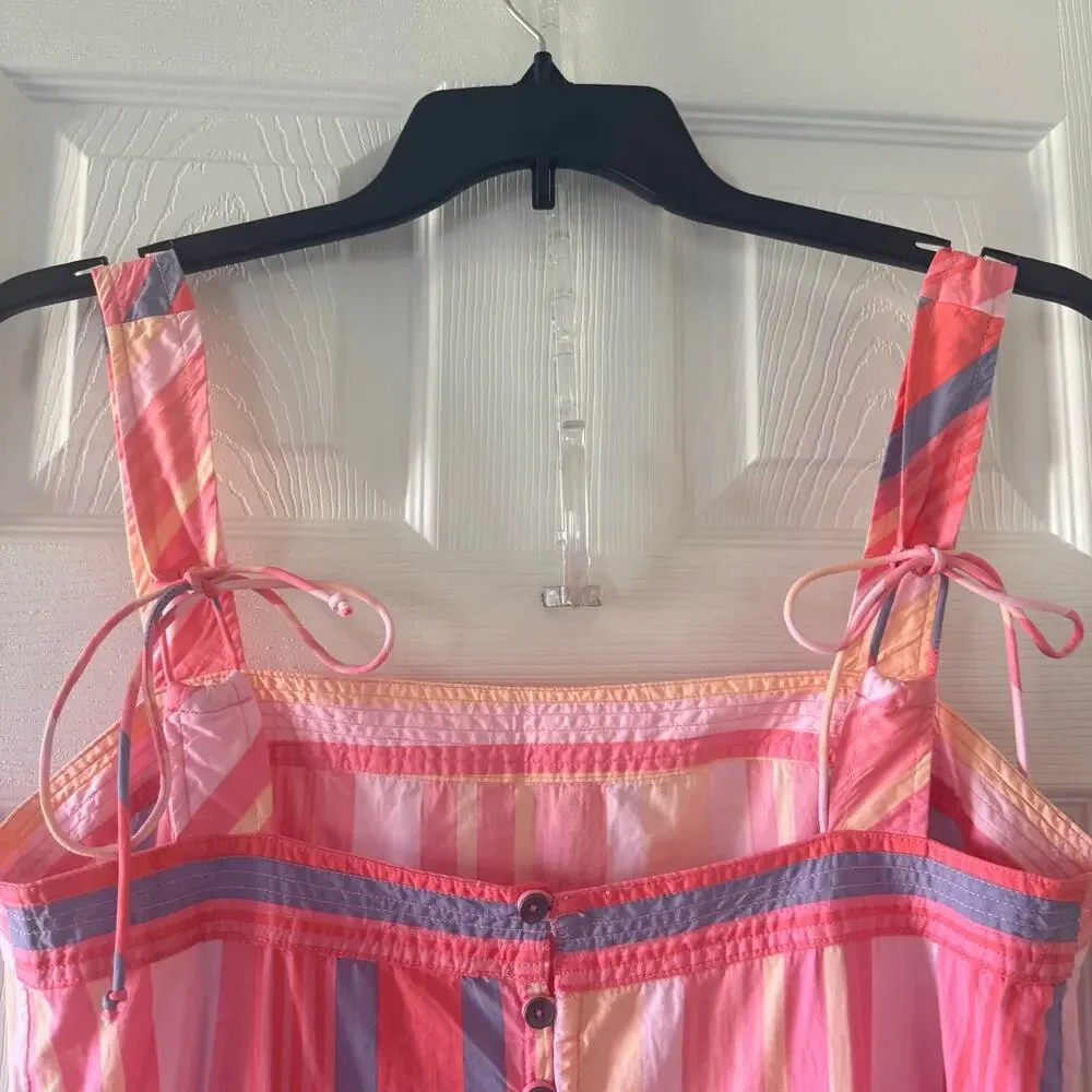 NWT Free People primavera striped drop waist sun dress in pink sz M Reversible